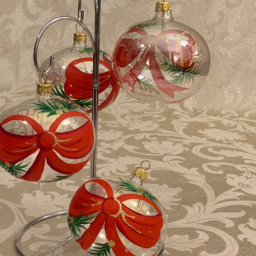 Festive Red and Gold Holiday Ornaments Set